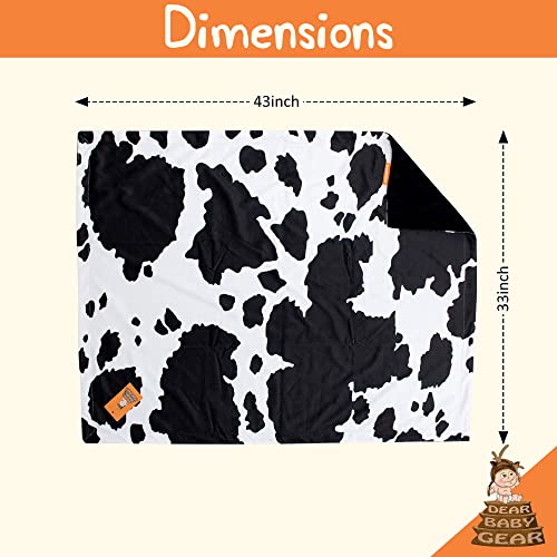 Image of Dear Baby Gear - Reversible Baby Blankets - Soft Nursery Blanket for Newborn - Toddler Blankey - Throw Blanket for Boys & Girls - Infant Blankets - 40x30 (Holstein Cow, No Ruffle)
