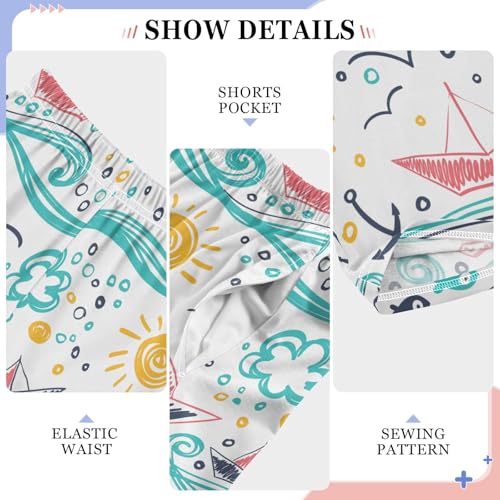 ZZXXB Sea Ship Sunshine Boys Long Pants Soft Trousers Elastic Waist Kids Lounge Bottoms with Pockets S-XL4