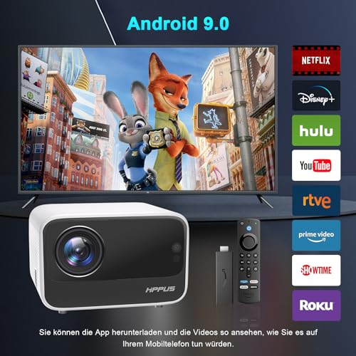 【Elektrische focus/trapeziumcorrectie】 Hipppus Mini Smart Beamer 4K Android projector Full HD 1080P thuisbioscoop WiFi 6 Bluetooth video minibeamer mobiele telefoon compatibel met smartphone/Fire - Image 3