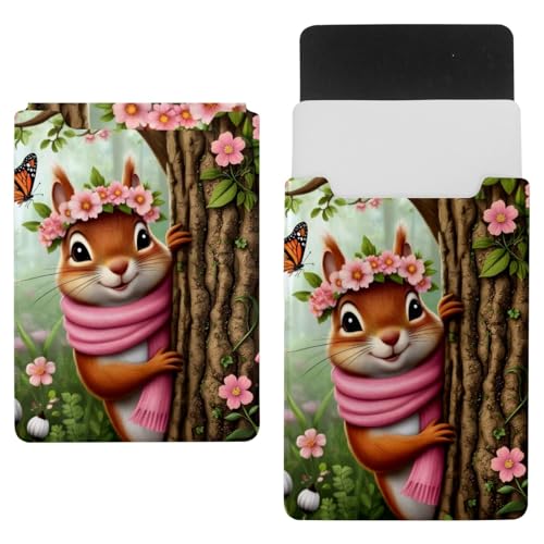 Housse ordinateur portable 35,1x25,9 cm rose motif écureuil