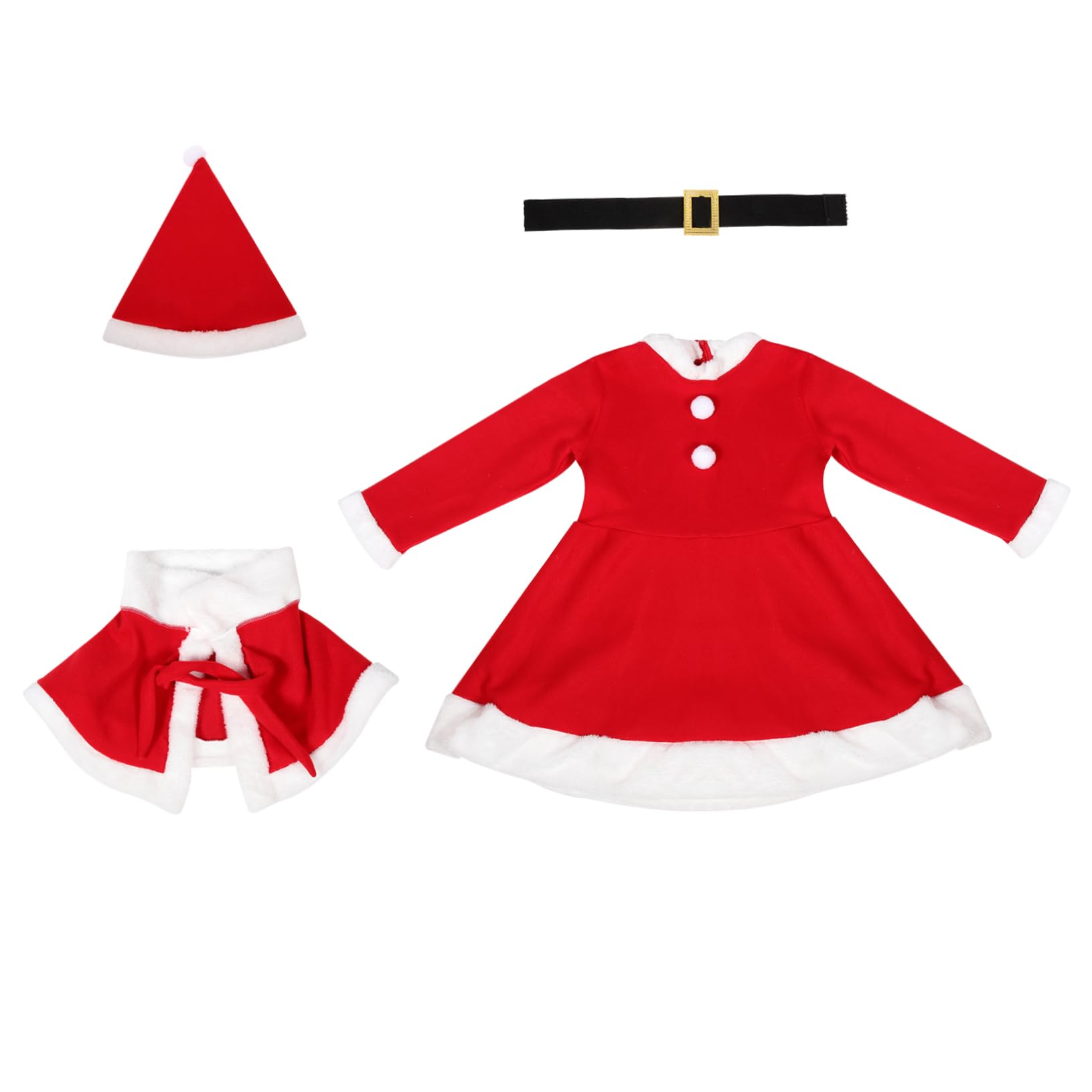 Costume da Babbo Natale per bambina bambola di natale vestito natalizio Natale vestirsi costume natalizio per bambina natalizi per Poliestere (poliestere) rosso
