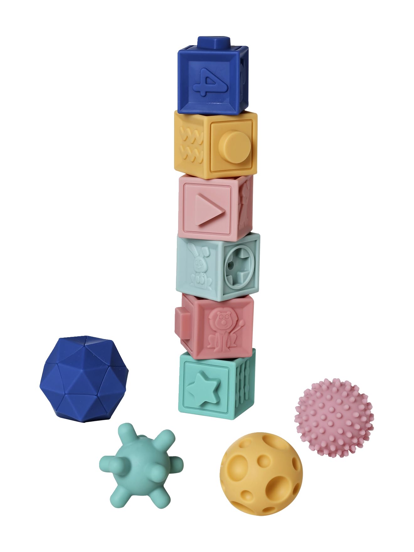 VERTBAUDET Set de 6 Cubes et 4 balles sensorielles Multicolore TU