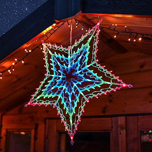 Festive Lights - LED-Stern Silhouette, mit 100 Weißen LEDs und Multifunktions-Controller für innen/außen (Mehrfarbig)