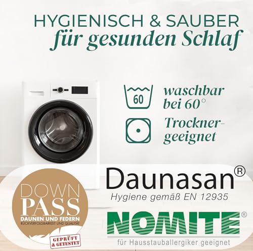 KNERST Made in Germany Daunenkissen 80x80 cm - 3-Kammer Daunenkissen - Kopfkissen 80x80 Daunen & Federn Kissen 80x80 ÖKO-TEX Top Hotelqualität Kopfkissen
