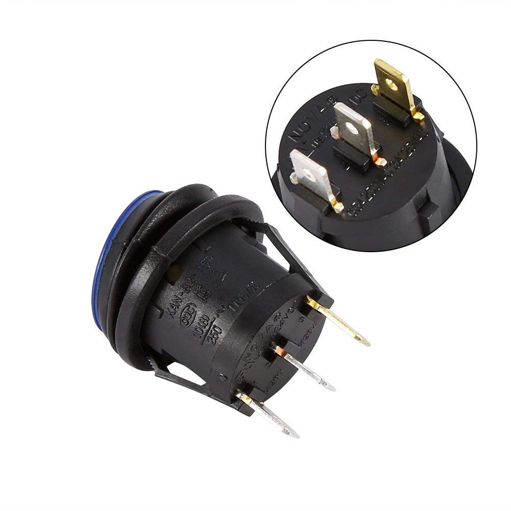 Interruttore A Bilanciere, Interruttore Elettrico, 10PCS ON/Off LED Rotondo Illuminato Mini Nero Bianco Rosso Blu - Foto 8