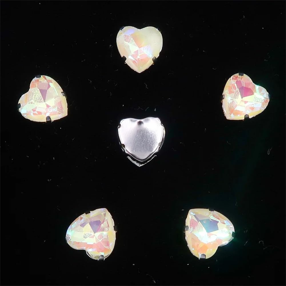 Cyrkonie Kształt serca przyszyć kryształowe koraliki Rhinestone 7 rozmiarów