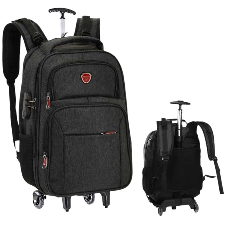 Mochila grande com Rodinhas para Adulto, Resistente ? ?gua, Refor?ada, com Carrinho (CINZA)