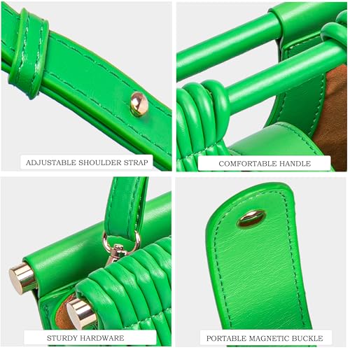 Image of Trendy Woven Evening Clutch Purse Half Round Designer Shoulder /Crossbody Bag Top-Handle Satchel Handbags