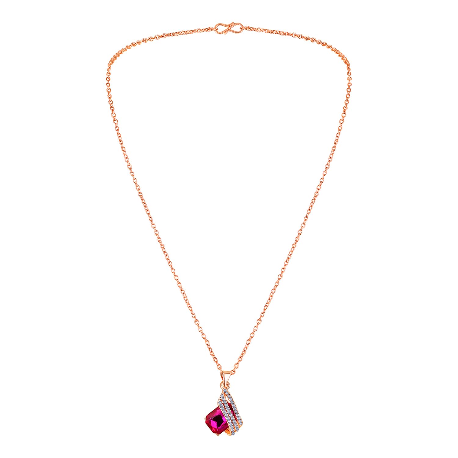 Pink Crystal Angel Wings Pendant Set