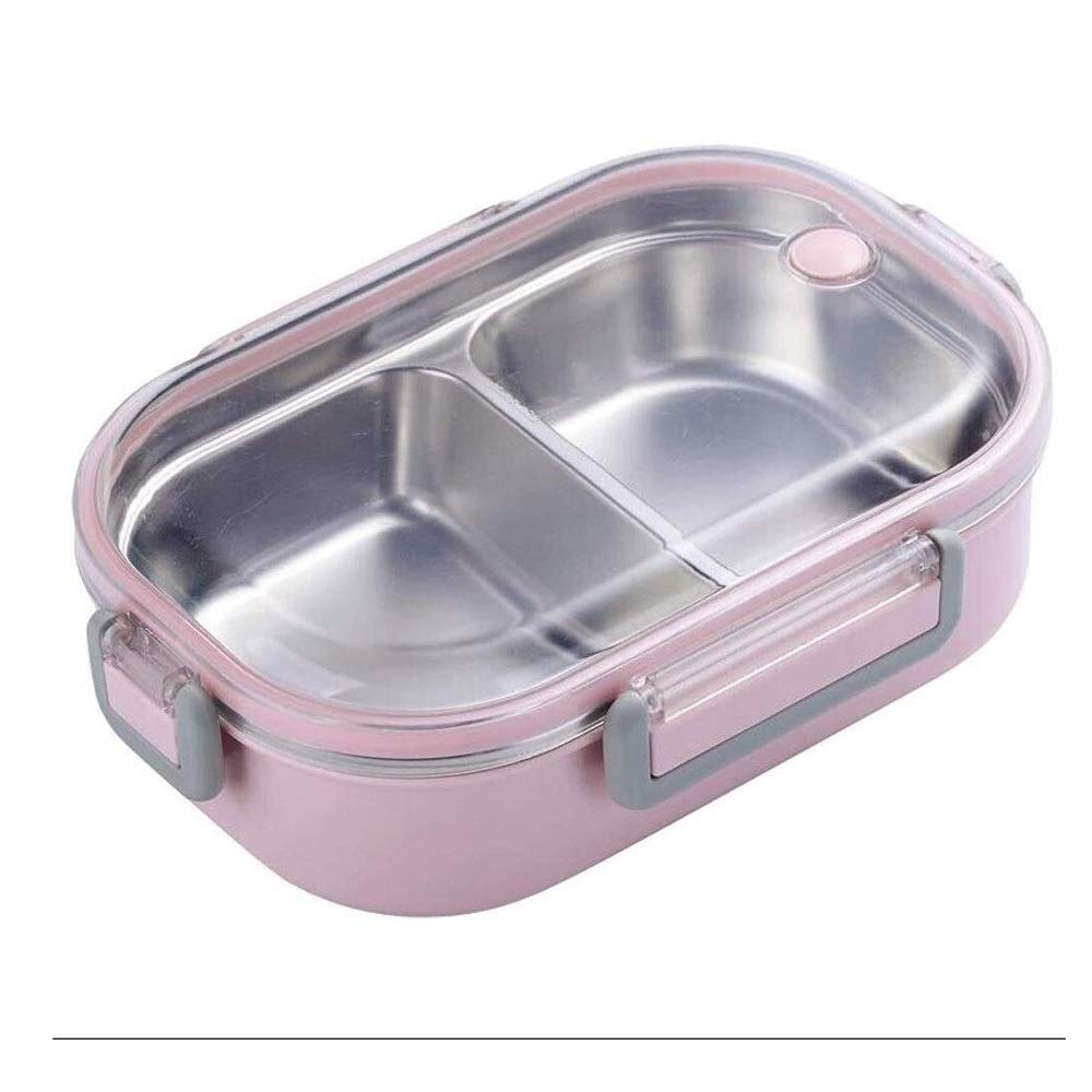 Fiambrera de acero inoxidable, 2 compartimentos, cuadrada de acero inoxidable con cubiertos portátiles, para la escuela, oficina, picnic, viajes al aire libre, solución de almuerzo estilo Bento