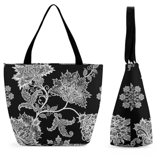 Sac à main pour femme Fleur Noire grand sac de shopping voyage