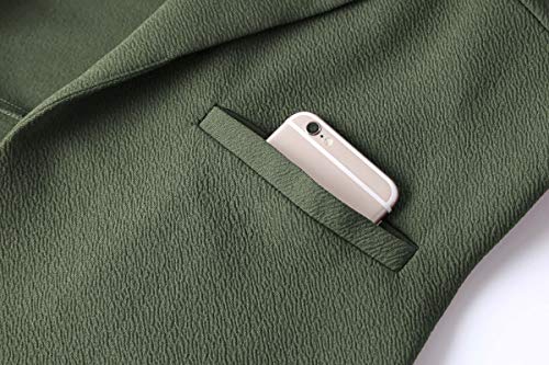 Unifizz Womens Casual Work Office Open Front Blazer Jacket Army Green M - Thumbnail 3