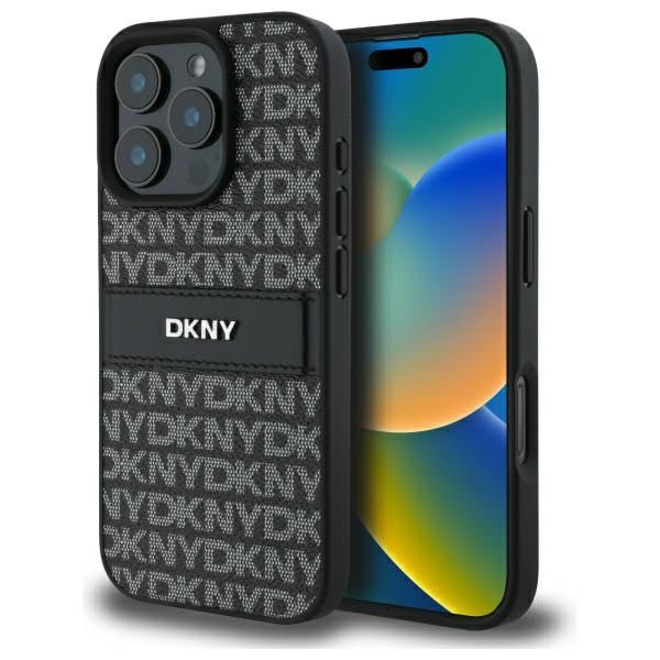 CG MOBILE DKNY DKHCP16XPRTHSLK Coque pour iPhone 16 Pro Max 6,9" Noir Texture Motif Rayures Tonales