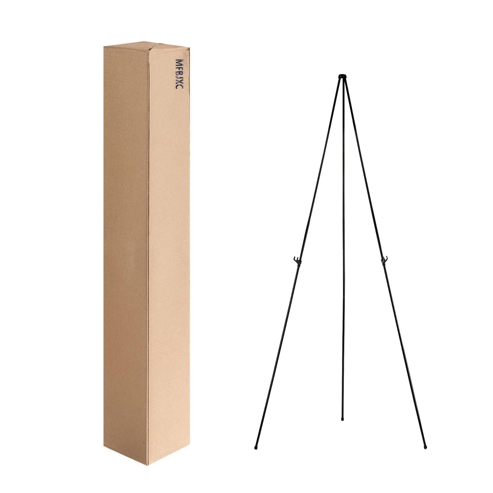 Paquete de 4 soportes de caballete para exhibición con bolsa, caballete de pintura de metal negro ligero, soportes de póster ajustables portátiles, trípode de suelo, caballete de exhibición plegable
