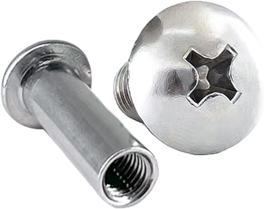 Chicago Binding Screws, for 0.16inch(4mm) Hole Dia, Female M3x10mm Butt Screw for Binding Leather Saddles Purses Belt Repair, Silver, 20 Sets