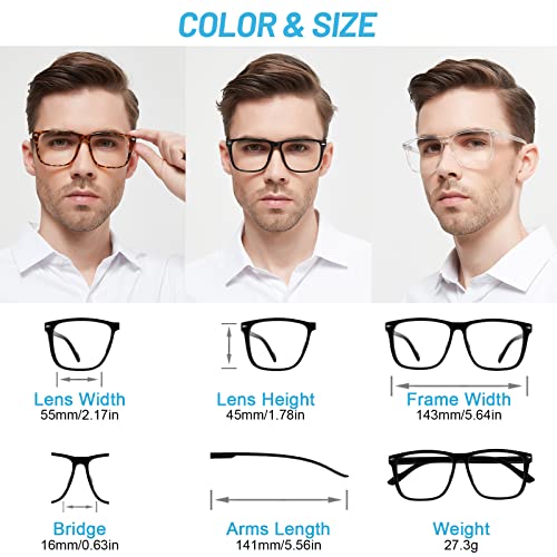 Image of Blue Light Filter Reading Glasses Mens Readers Large Game Glasses 1.0 1.25 1.5 2.0 2.25 2.5 2.75 3.0 3.5 4.0 5.0 6.0 (Black 2.00)