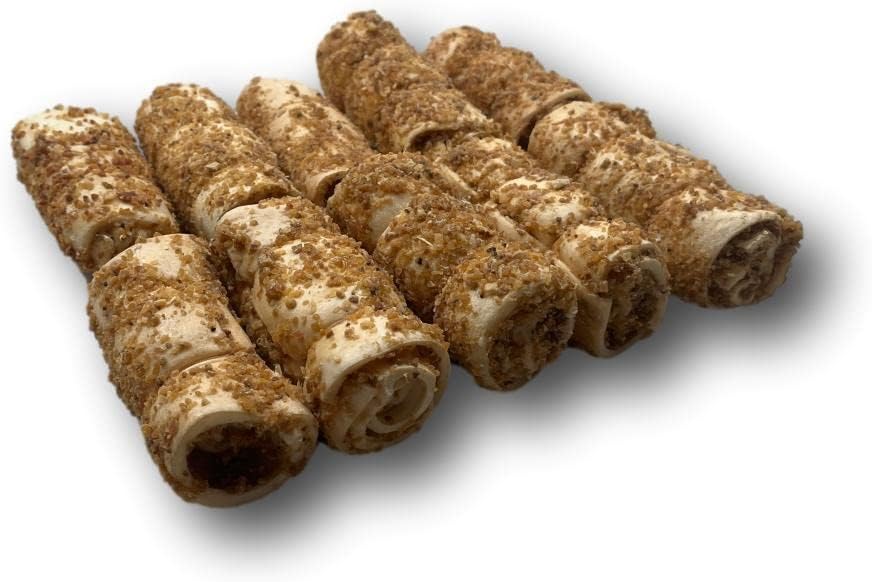 Top Dog Chews – 3” Mini Cheek Rolls with Bully Dust Sprinkles, 10 Pack, Long Lasting Dog Bones for Aggressive Chewers, Rawhide Free Dog Treats