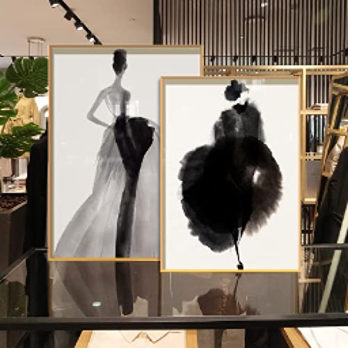 Impression toile femme noir blanc gris affiche murale salon