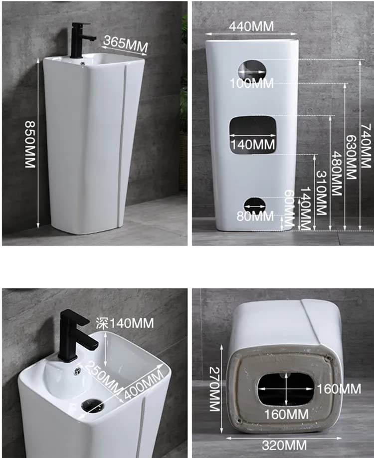 Image of B Backline Ceramic Pedestal Wash Basin | Free Standing Basins For Bathroom & Living Room 43 X 36 X 83 Cm (White Glossy) (7 Years Color Warrenty)