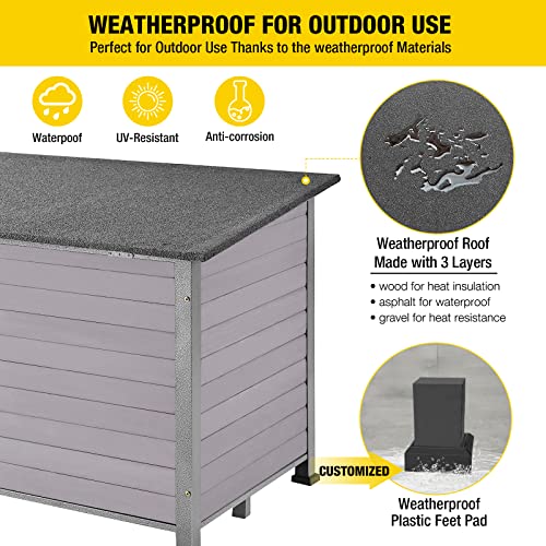 Aivituvin Large Dog House Outdoor Indoor Weatherproof Dog House For Small & Medium & Large Dogs With Unique All-Around Iron Frame＆Raised Feet（Grey） #TOP3