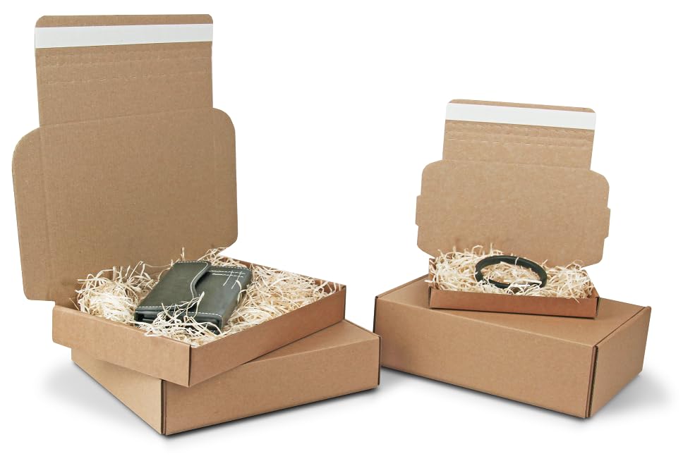 Brown Quick Seal Postal Box - 265x100x110mm Pack of 50 - Mailing Parcel Packing Ecommerce Cardboard Box Eco Friendly Double Wall