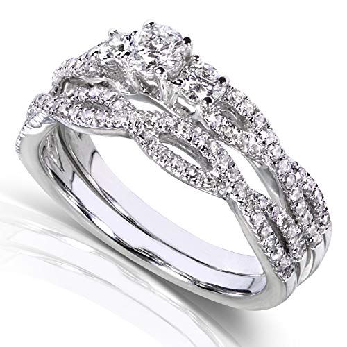 Kobelli Round Diamond Braided Bridal Set 1/2 Carat (Ctw) In 14K White Gold, Size 7, White Gold #TOP2