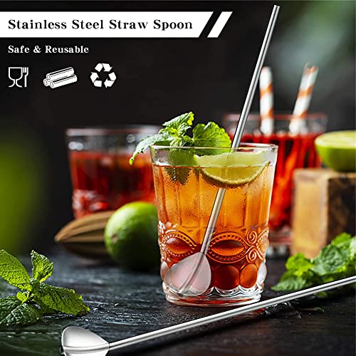 BONHHC 6 Pezzi Cucchiai di Cannuccia in Acciaio