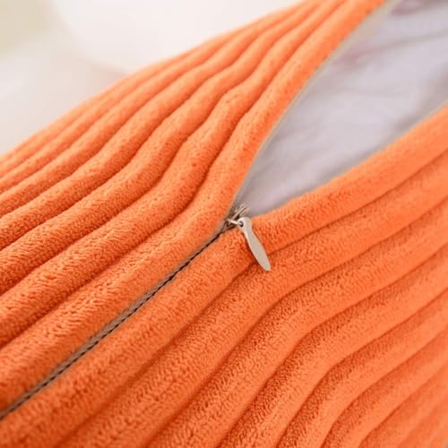 Image of Guffaw Corduroy Rectangular Cushion Covers, Size 12x18, Pack of 2, Multiple Colors (5, Orange)