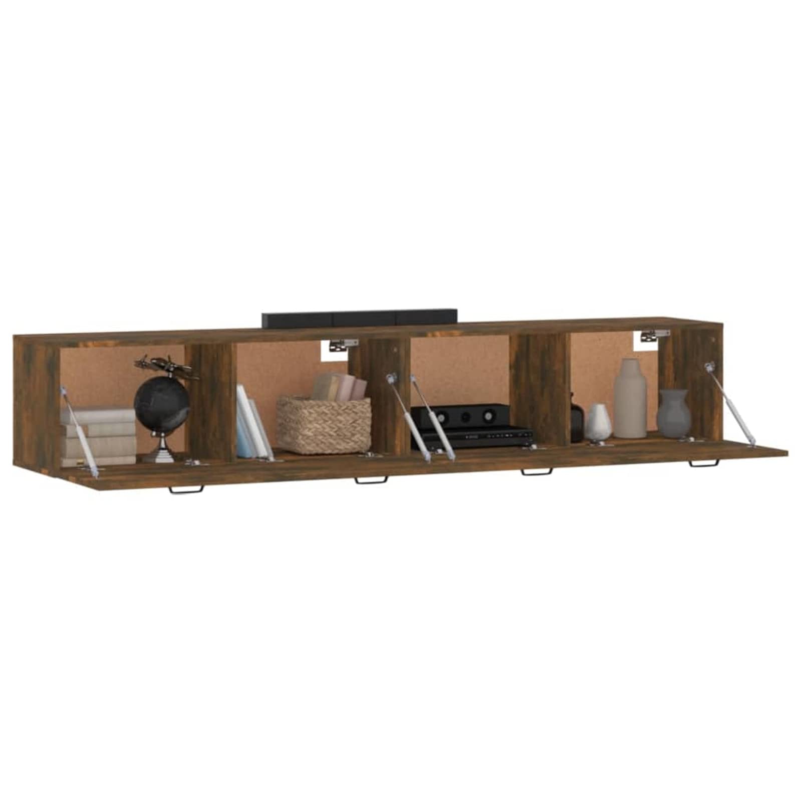 Homgoday Mobili Parete 2 pz Rovere Fumo 100x36,5x35 cm Legno Multistrato, Salvaspazio Armadietto Esterno, Mobili Esterno Balcone per Soggiorno, Ufficio, Camera da Letto, Bagno