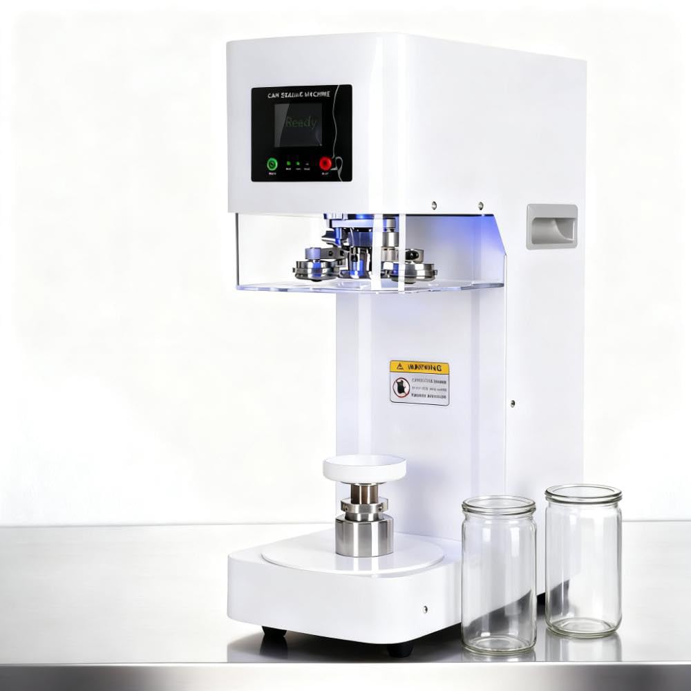 IUokLU Commercial Soda Can Sealer For Homebrew And Beverages, Height Adjustable, Seams 10-20 Cans Per Minute-White