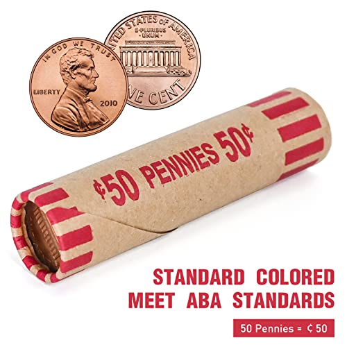 Image of LLIKED 100 PCS Preformed Coin Wrappers Rolls-Pennies