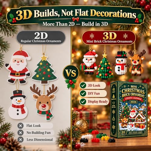 24 Day Mini Christmas Brick Ornament Advent Calendar, 24 Buildable Bricks - image 4