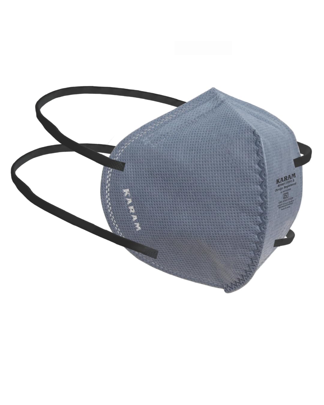 Karam RFH01 Disposable Face Mask | Protection Mask with Wide Coverage | Pollution Mask For Men | Multi-Layer Dusk Mask | FFP 1 S Air Filtering Mask | Disposable Respirator | Grey | Pack of 100-image-24