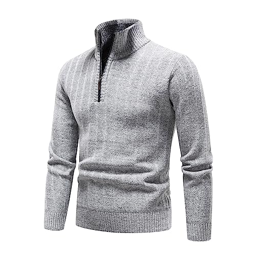 Mylldey Quarter Zip Sweater Men's Pullover Sweaters Knit Long Sleeve Sweater Mens