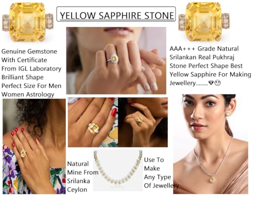 Image of USPTO Collection of Premium Quality Real Emerald Panna Yellow Sapphire Ruby Manik Blue Sapphire Neelam Pukhraj Stone Original Certified IGL Lab Tested Natural Green Hara Blue Yellow Pila Lal Red Nag