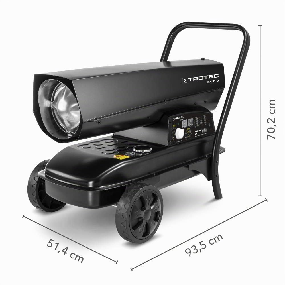 TROTEC Canon à chaleur au fioul 30KW à combustion directe IDX 31 D Réservoir de carburant intégré avec affichage du niveau de remplissage