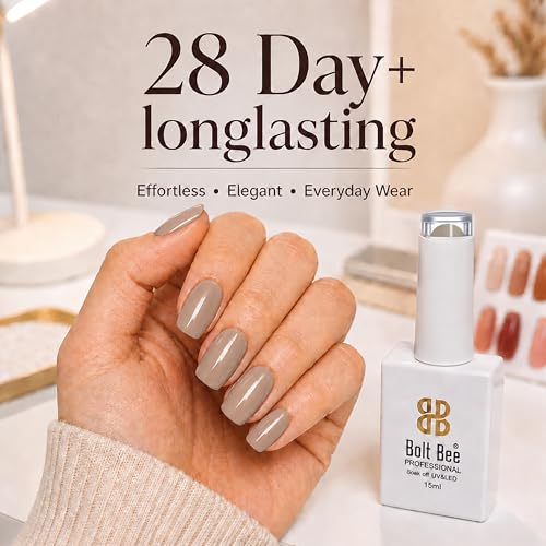 Image of Bolt Bee Nude latte Color Gel Nail Polish Soak Off UV Gel DIY at Home 15ML Manicure Salon Nail Art