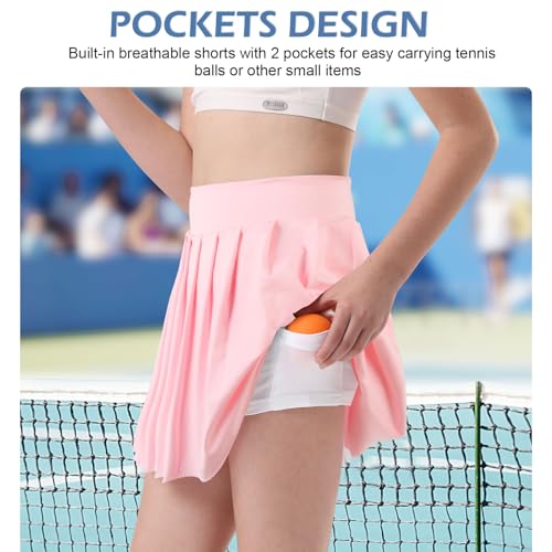 Image of Bezioner Girls Tennis Skirt A-Line Pleated Skirt with Shorts Pocket Uniform Skort for Golf Athletic Cheerleading