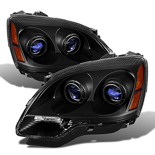 VIPMOTOZ Black Housing OE-Style Projector Headlight Headlamp Assembly For 2007-2012 GMC Acadia Halogen Model, Driver & Passenger Side
