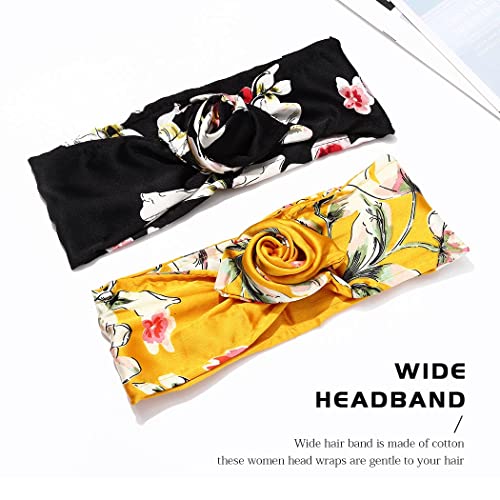 Generse African Headband Flower Hair Band Vintage Head Scarfs African Headwrap for Women and Girls 2Pcs (B) - Image 2