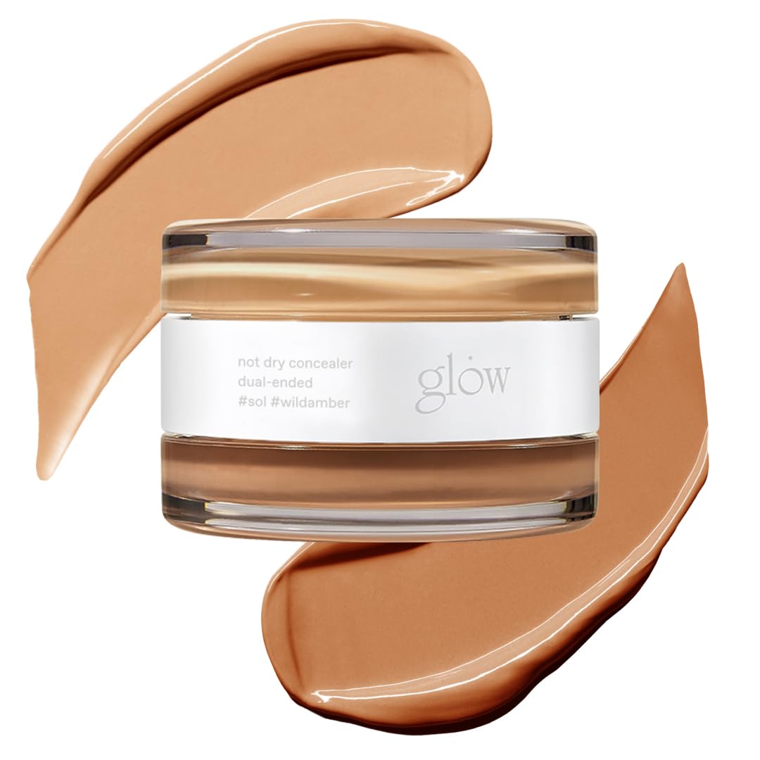 glow not dry concealer #sol #wildamber, covers under-eye circles & blemishes, full-coverage, dual-color&use, melt-in texture, 0.4 oz