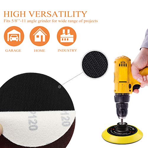 Angle Grinder Sanding Disc 5'' Hook and Loop Backing Pad with 5/8''-11 Treads Tungsten Grinder Wheel Angle Grinder Accessories for Wood Carving Shaping Sanding Polishing