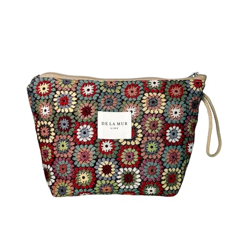 Large Floral Travel Makeup Bag for Women – Spacious Cosmetic & Toiletry Organizer – Durable Travel Size Skincare Pouch – Travel Essentials for Women – Made in Barcelona, Spain