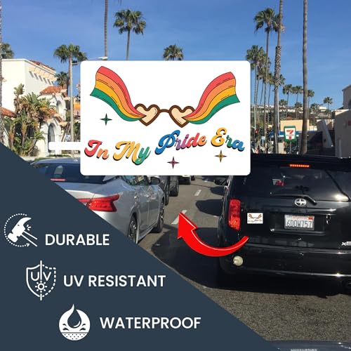 Image of Magnet Me Up I'm in My Pride Era LGBTQ Magnet Decal, 6x4 Inch, Rainbow Support Gay Pride and Equality, Love Conquers All, Automotive Magnet for Car, Truck, Or Any Magnetic Surface, Made in USA
