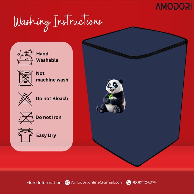 Image of Waterproof Top load washing machine cover Compatible for LG & SAMSUNG 8.5 Kg to 10KG Solid Blue rendering panda bear print
