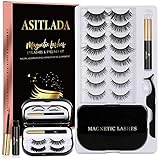 Magnetic Eyelashes－Magnetic Lashes - Magnetic Lashes With Eyeliner - 2 Tubes of Magnetic Eyeliner with Tweezers & Mirror Case - Reusable Natural（10Pairs）