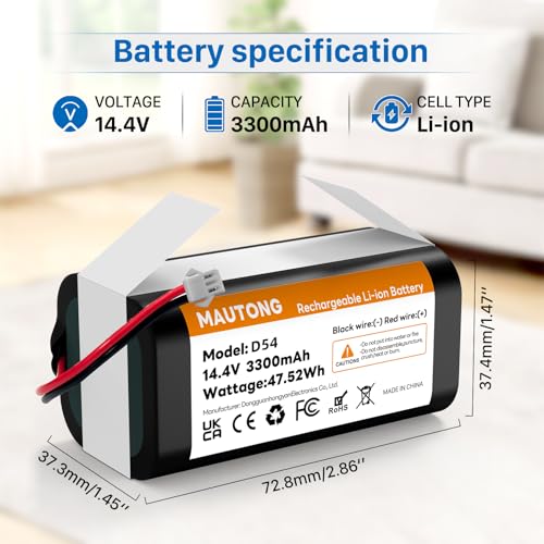 Image of Replacement Battery for Eufy RoboVac 11S, 11 11C 11S Plus 11S MAX 12 15C 15C MAX 15T 25C 30C G10 Hybrid G30 Edge R500 R450, Compatible with Ecovacs Deebot N79 N79S N95 DN622(3-Prong Connector)