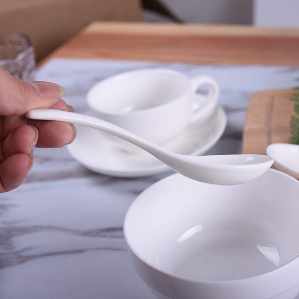 Esslöffel, 20-teiliges asiatisches Suppenlöffel-Set aus Keramik, Vorspeisenlöffel-Set, Servicelöffel für die Küche zu Hause oder im Restaurant, weißer Servierlöffel (B)