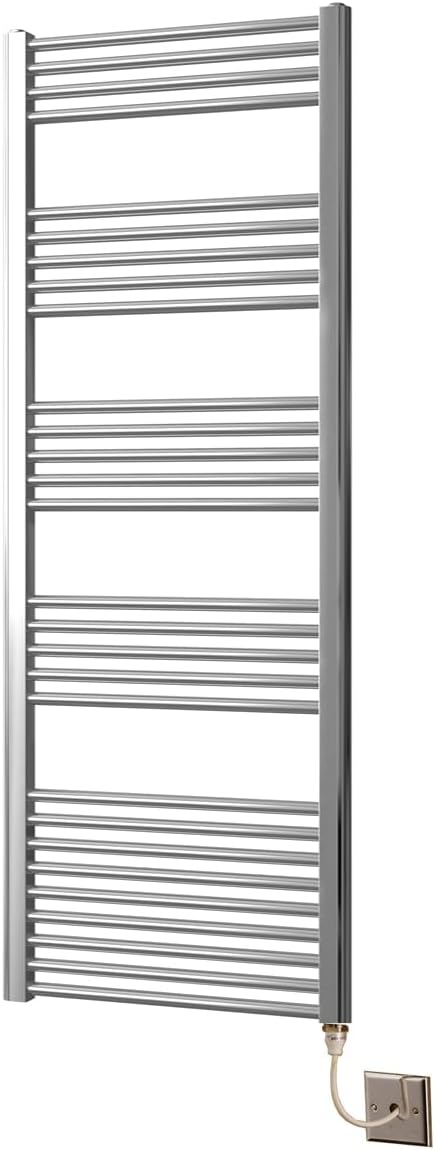 Chrome Straight Electric Heated Towel Rail 400mm wide x 1600mm high