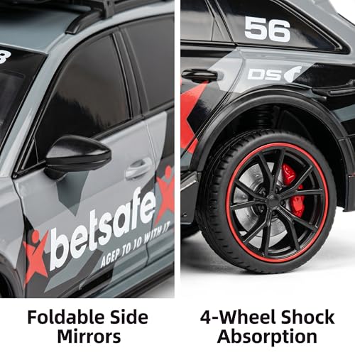 Image of Audi RS6 Avant C8 1:24 Scale Die-Cast Car Model - Betsafe Racing Livery Detachable Roof Box Sound Light Pull-Back Alloy Estate Collectible Toy